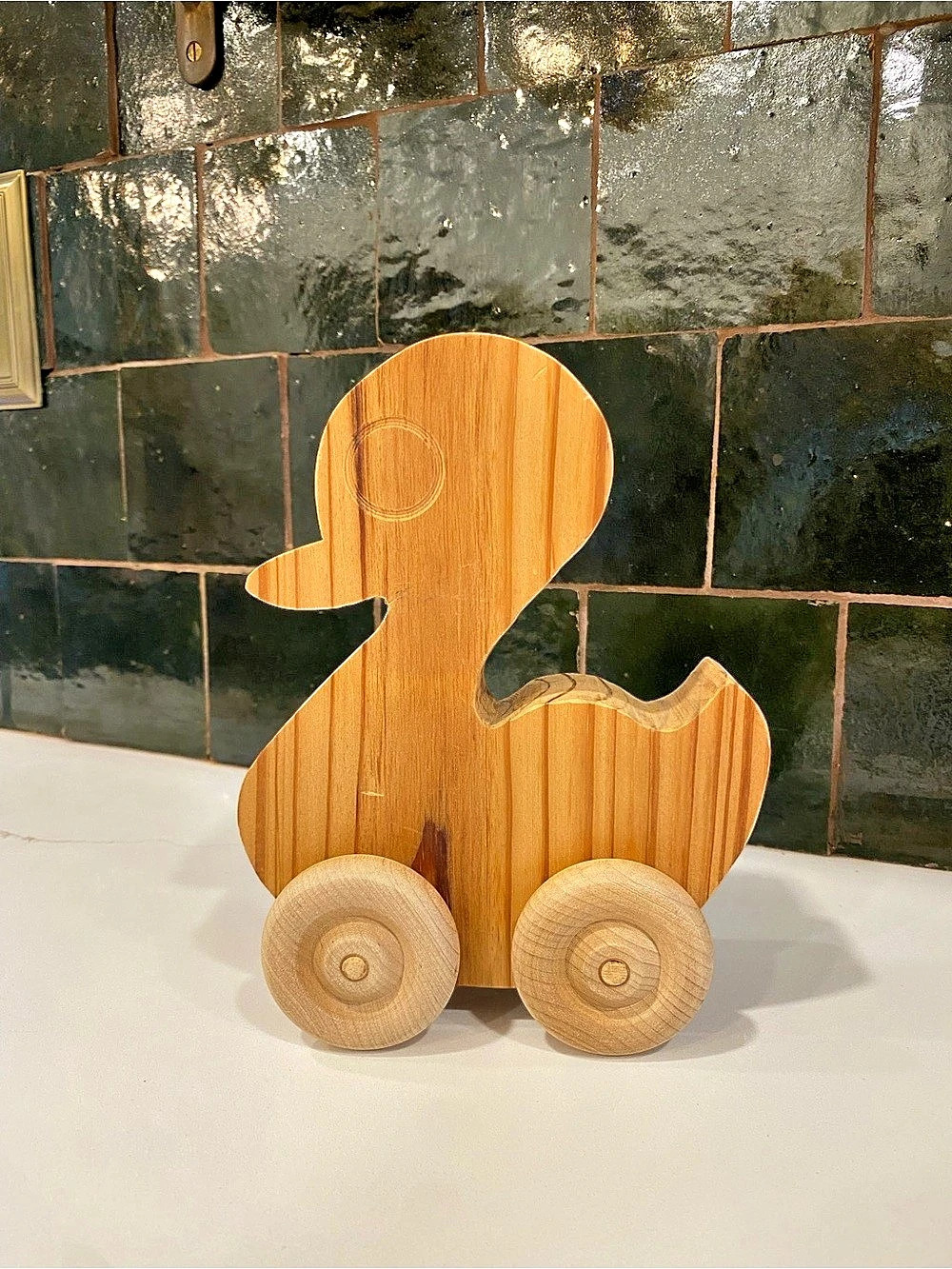 Handcrafted Wooden Rolling Duck Toy